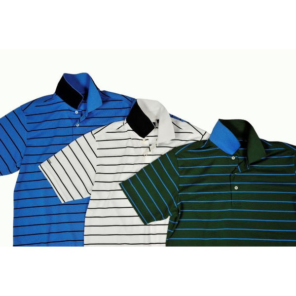 Cool Plus Pique Heritage Stripe Golf Polo Shirt - White