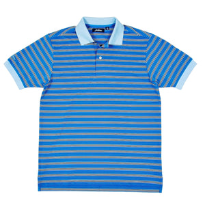 Dry Range Regimental Stripe Golf Polo Shirt - Blue